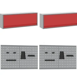 vidaXL Conjunto de armarios de trabajo con cajón Manual 10 pcs Rojo Discount
