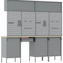 vidaXL Conjunto de armarios de trabajo con cajón Manual 10 pcs Rojo Discount