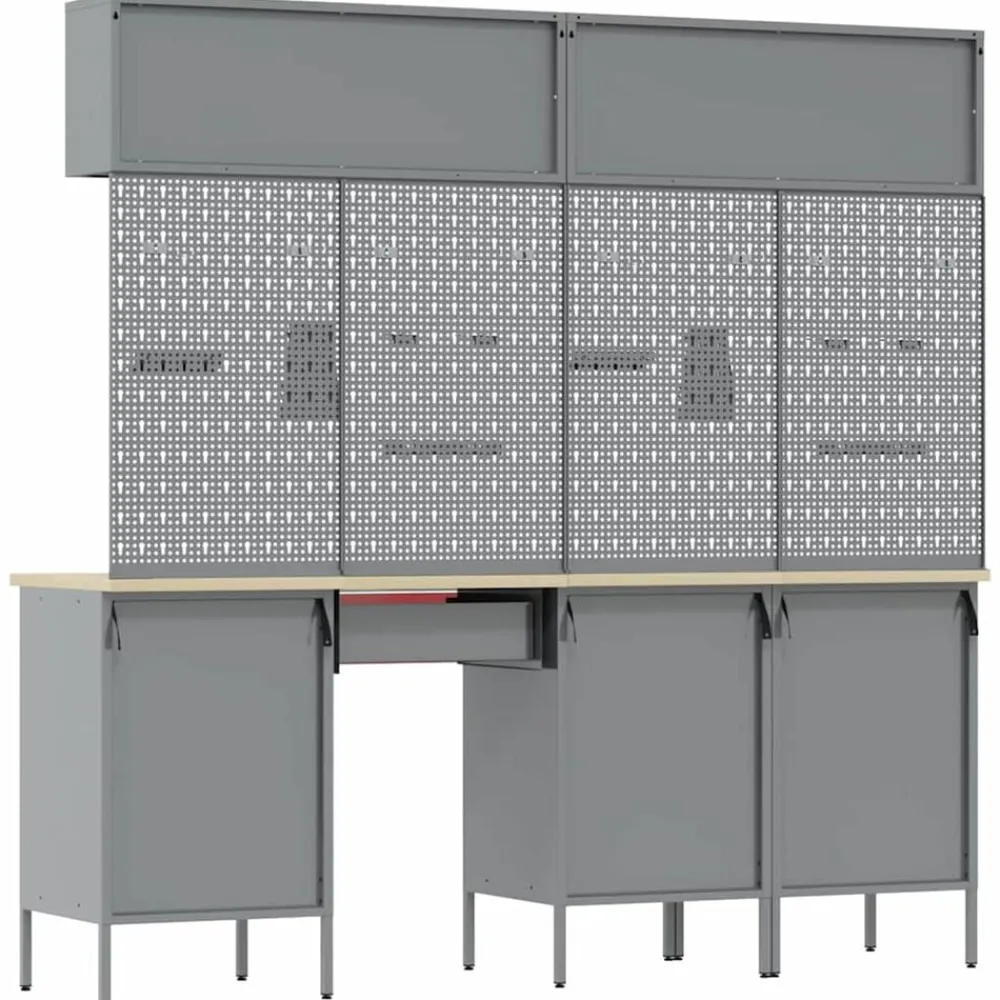 vidaXL Conjunto de armarios de trabajo con cajón Manual 10 pcs Rojo Discount