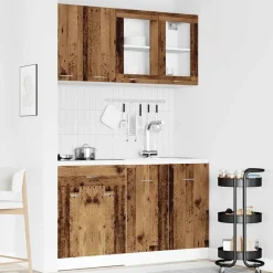 vidaXL Conjunto de armarios de cocina de 4 piezas "Lyon" de, madera de ingeniería antigua Madera antigua Clearance
