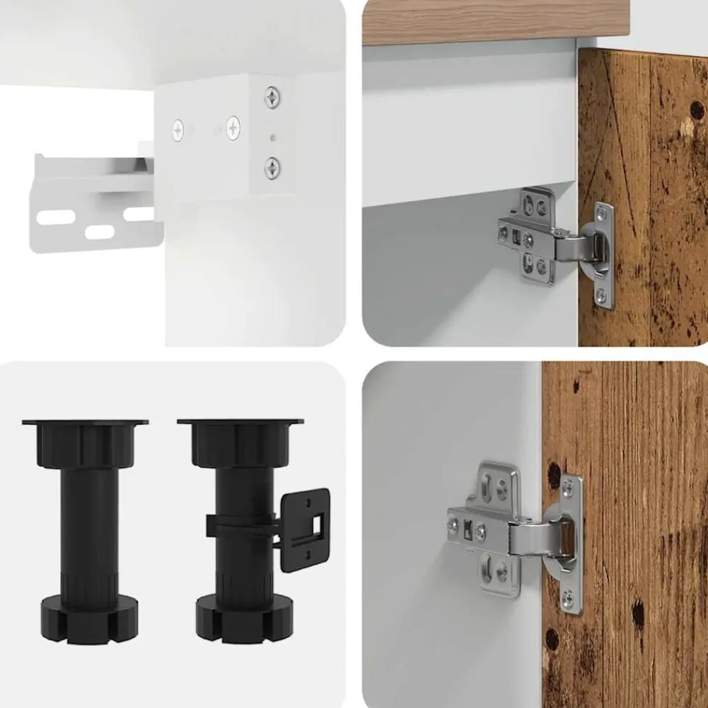 vidaXL Conjunto de armarios de cocina de 4 piezas "Lyon" de, madera de ingeniería antigua Madera antigua Clearance
