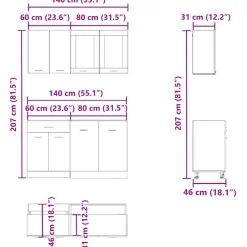 vidaXL Conjunto de armarios de cocina de 4 piezas