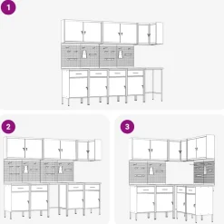 vidaXL Conjunto de armarios de trabajo con cajón 12 pcs y Gris Negro Sale