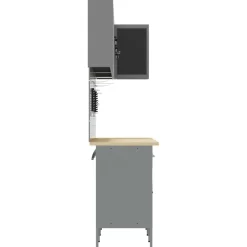 vidaXL Conjunto de armarios de trabajo con cajón 12 pcs y Gris Negro Sale