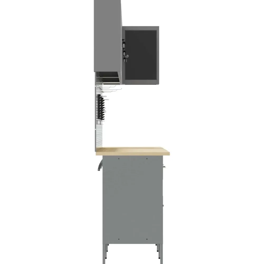 vidaXL Conjunto de armarios de trabajo con cajón 12 pcs y Gris Negro Sale