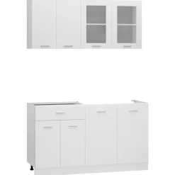 vidaXL Armarios Y Almacenamiento-Conjunto de armarios de cocina de 4 piezas "Lyon" de en madera de ingeniería blanca