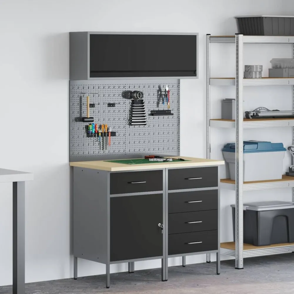 vidaXL Accesorios De Bricolaje-Conjunto de armarios de trabajo con cajón Manual 5 pcs
