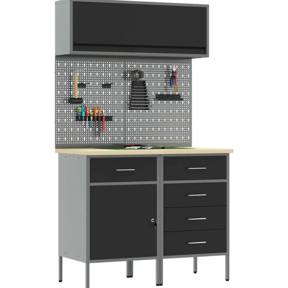 vidaXL Accesorios De Bricolaje-Conjunto de armarios de trabajo con cajón Manual 5 pcs