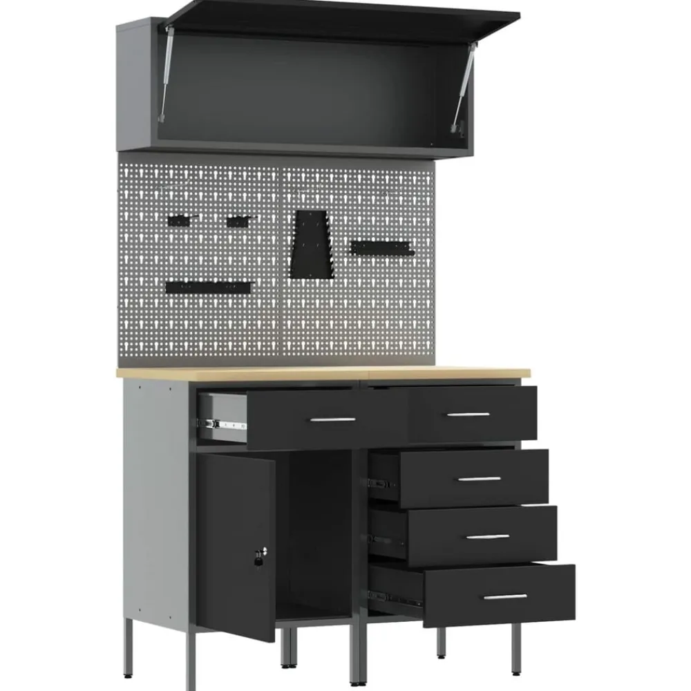 vidaXL Accesorios De Bricolaje-Conjunto de armarios de trabajo con cajón Manual 5 pcs