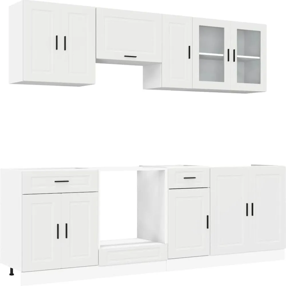 vidaXL Conjunto de armarios de cocina "Porto" de 8 piezas en madera de ingeniería blanca Blanco Best
