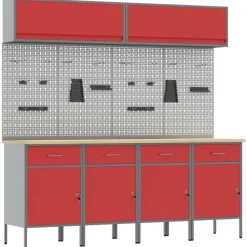 vidaXL Accesorios De Bricolaje-Conjunto de armarios de trabajo con cajón Manual 10 pcs