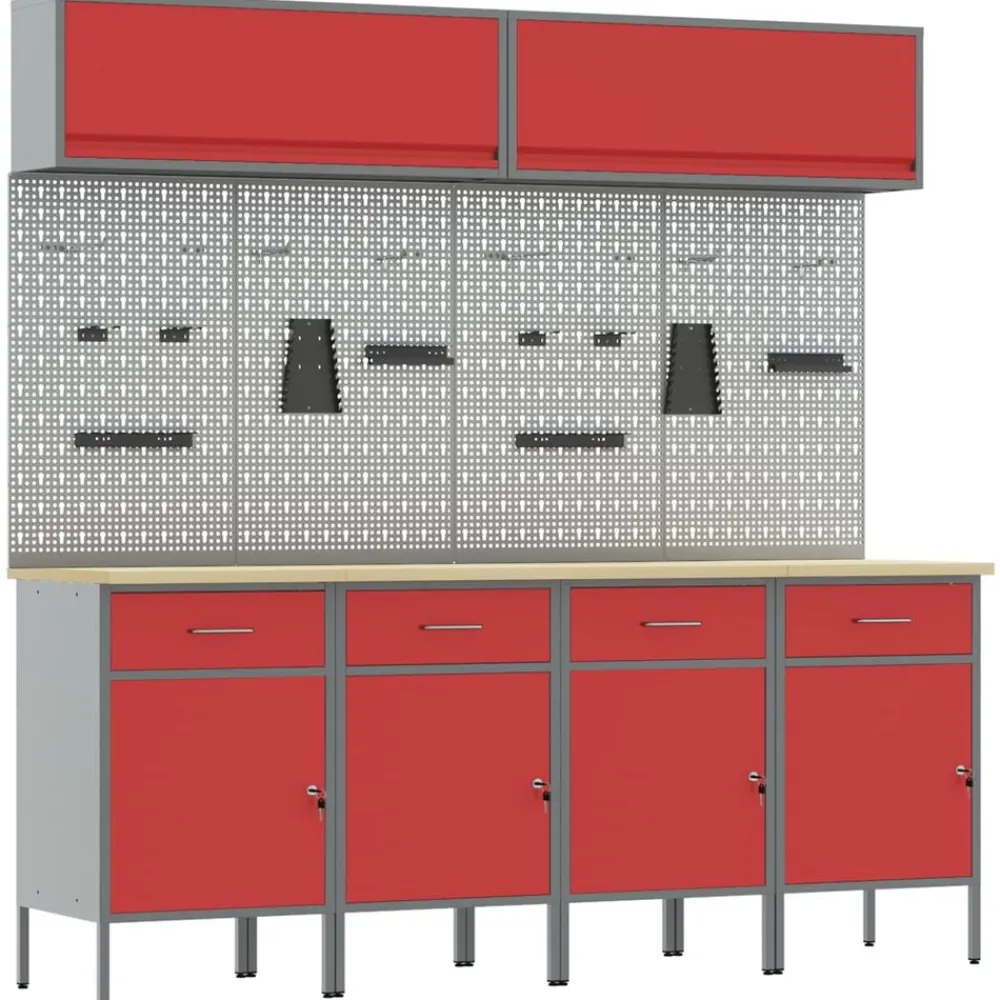 vidaXL Accesorios De Bricolaje-Conjunto de armarios de trabajo con cajón Manual 10 pcs