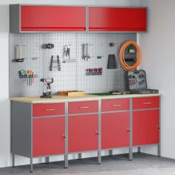 vidaXL Accesorios De Bricolaje-Conjunto de armarios de trabajo con cajón Manual 10 pcs
