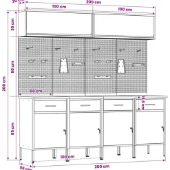 vidaXL Accesorios De Bricolaje-Conjunto de armarios de trabajo con cajón Manual 10 pcs
