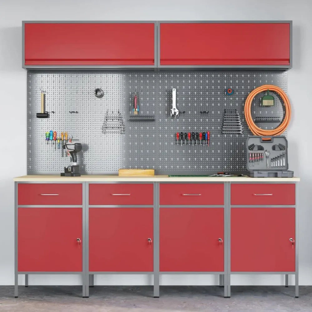 vidaXL Accesorios De Bricolaje-Conjunto de armarios de trabajo con cajón Manual 10 pcs