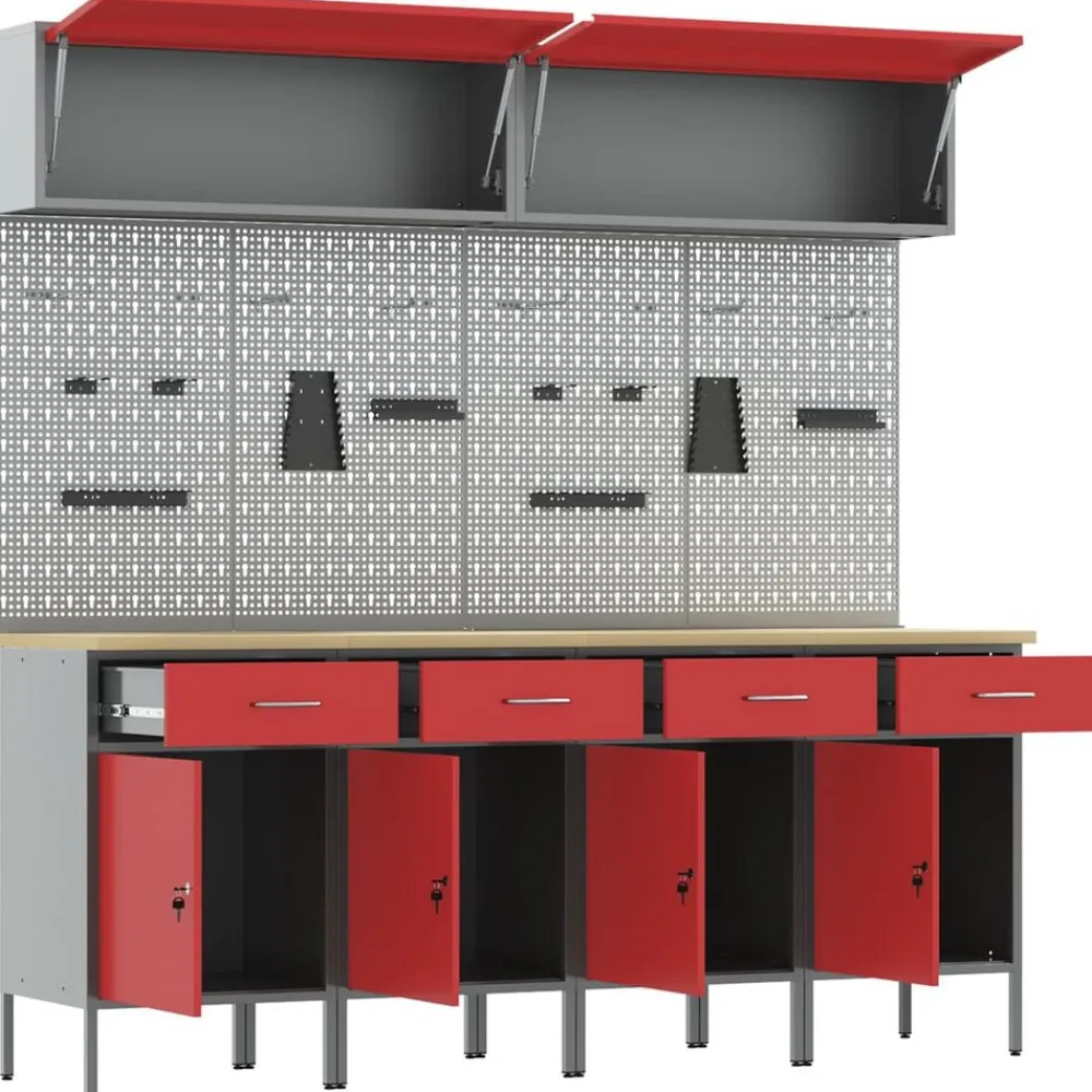 vidaXL Accesorios De Bricolaje-Conjunto de armarios de trabajo con cajón Manual 10 pcs