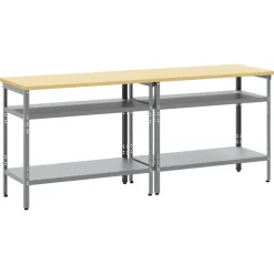 vidaXL Conjunto de banco de trabajo con estante 2 pcs Beige y Gris Discount