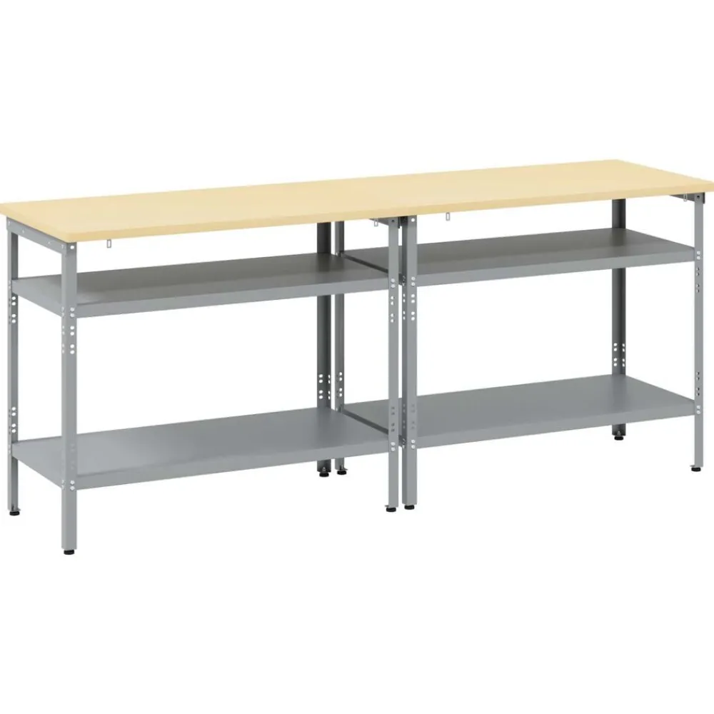 vidaXL Conjunto de banco de trabajo con estante 2 pcs Beige y Gris Discount