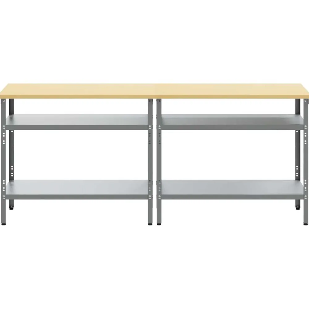 vidaXL Conjunto de banco de trabajo con estante 2 pcs Beige y Gris Discount