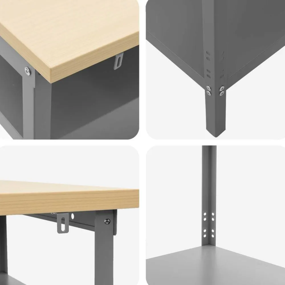 vidaXL Conjunto de banco de trabajo con estante 2 pcs Beige y Gris Discount