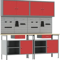 vidaXL Accesorios De Bricolaje-Conjunto de banco de trabajo con cajón 8 pcs y Gris