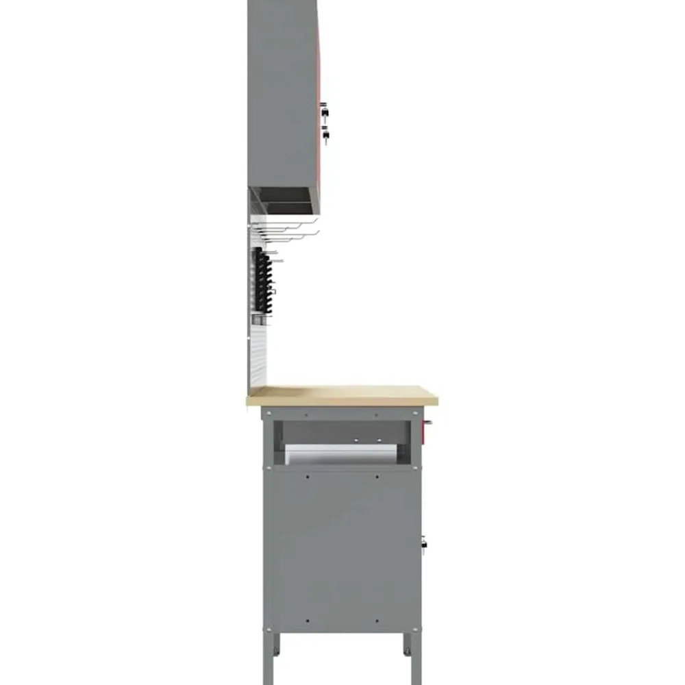 vidaXL Accesorios De Bricolaje-Conjunto de banco de trabajo con cajón 8 pcs y Gris