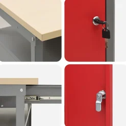 vidaXL Accesorios De Bricolaje-Conjunto de banco de trabajo con cajón 8 pcs y Gris