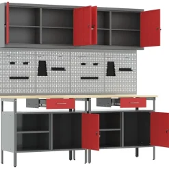 vidaXL Accesorios De Bricolaje-Conjunto de banco de trabajo con cajón 8 pcs y Gris