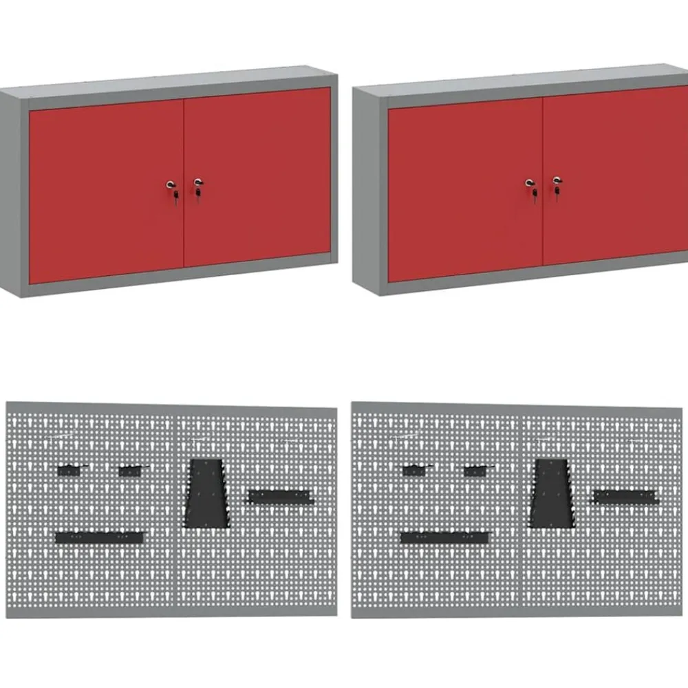 vidaXL Accesorios De Bricolaje-Conjunto de banco de trabajo con cajón 8 pcs y Gris