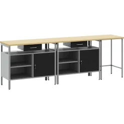 vidaXL Conjunto de banco de trabajo con cajón 3 pcs Rojo y Gris Negro Hot