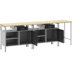 vidaXL Conjunto de banco de trabajo con cajón 3 pcs Rojo y Gris Negro Hot
