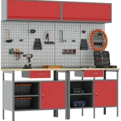 vidaXL Accesorios De Bricolaje-Conjunto de banco de trabajo con cajón 8 pcs y Gris