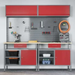 vidaXL Accesorios De Bricolaje-Conjunto de banco de trabajo con cajón 8 pcs y Gris
