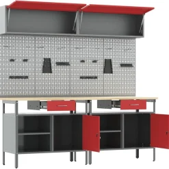vidaXL Accesorios De Bricolaje-Conjunto de banco de trabajo con cajón 8 pcs y Gris