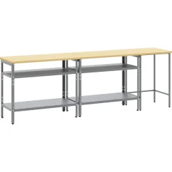 vidaXL Accesorios De Bricolaje-Conjunto de banco de trabajo con estante 3 pcs Beige y