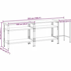 vidaXL Accesorios De Bricolaje-Conjunto de banco de trabajo con estante 3 pcs Beige y