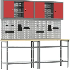 vidaXL Accesorios De Bricolaje-Conjunto de banco de trabajo con estante 8 pcs y Gris