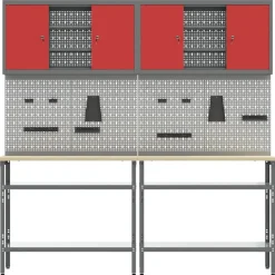 vidaXL Accesorios De Bricolaje-Conjunto de banco de trabajo con estante 8 pcs y Gris