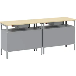 vidaXL Conjunto de banco de trabajo 2 pcs y Gris 200 x 55 x 85 cm Rojo