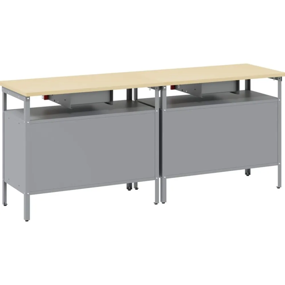 vidaXL Conjunto de banco de trabajo 2 pcs y Gris 200 x 55 x 85 cm Rojo