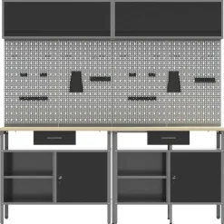 vidaXL Conjunto de banco de trabajo con cajón 8 pcs y Gris Negro Online