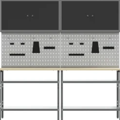 vidaXL Conjunto de banco de trabajo con estante 8 pcs y Gris Negro Best
