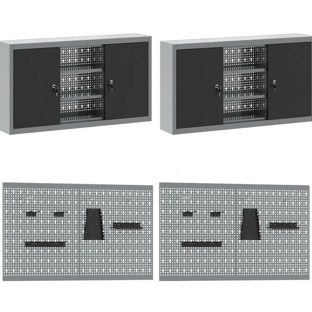vidaXL Accesorios De Bricolaje-Conjunto de banco de trabajo con cajón 8 pcs Rojo y Gris