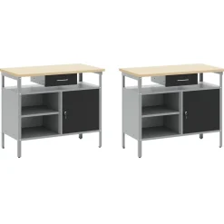 vidaXL Accesorios De Bricolaje-Conjunto de banco de trabajo con cajón 8 pcs Rojo y Gris