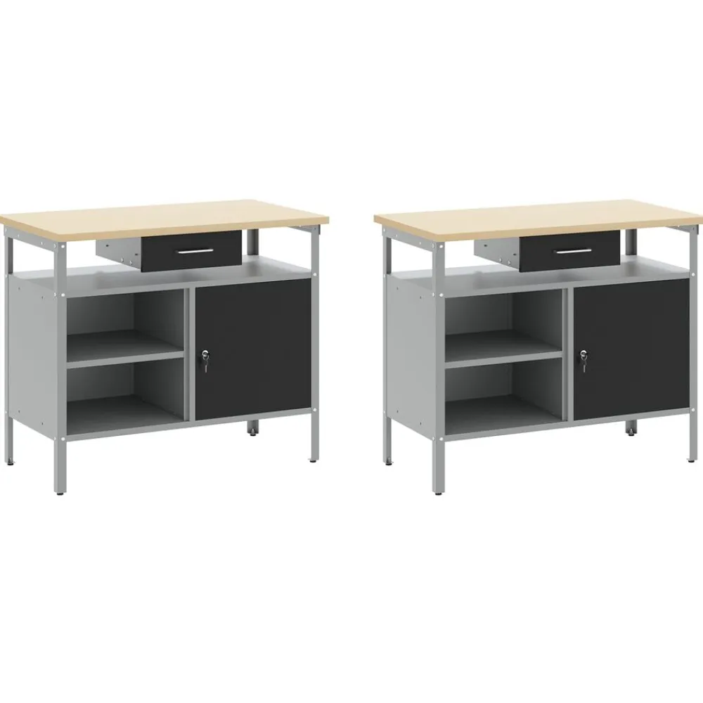 vidaXL Accesorios De Bricolaje-Conjunto de banco de trabajo con cajón 8 pcs Rojo y Gris