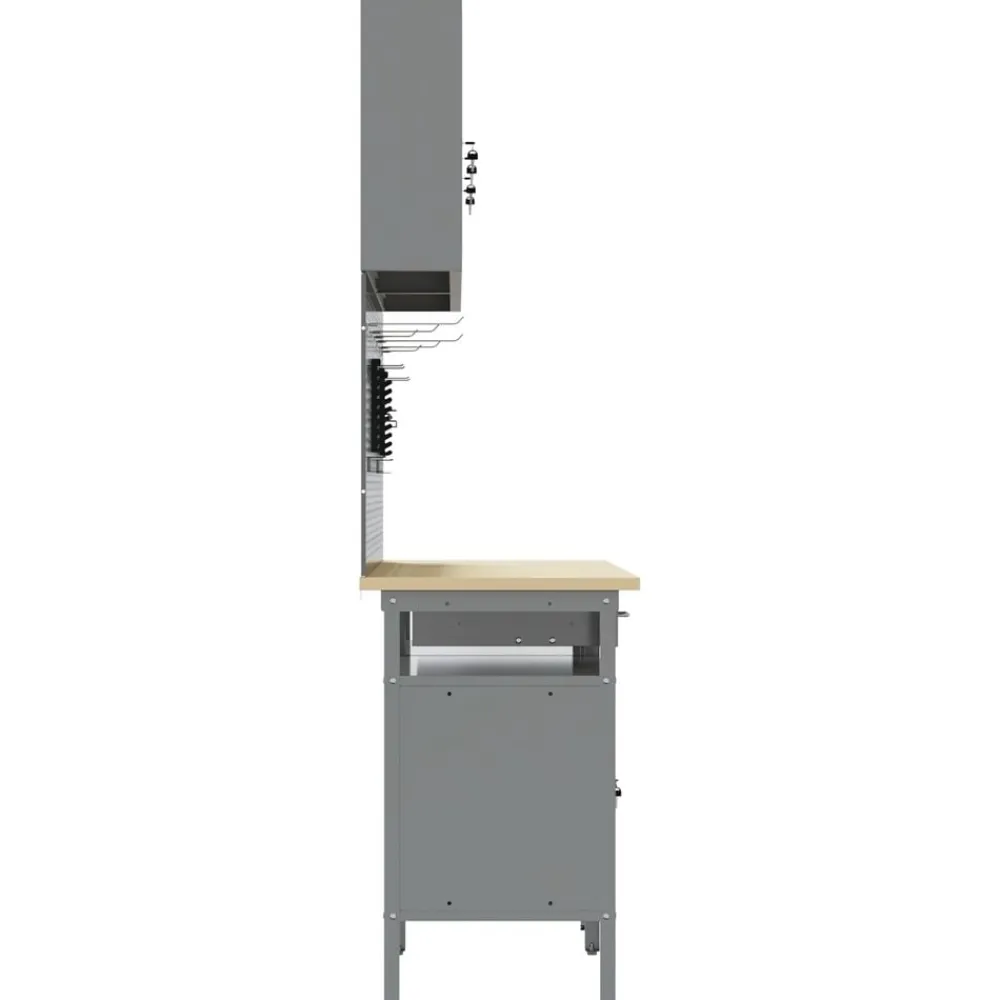 vidaXL Accesorios De Bricolaje-Conjunto de banco de trabajo con cajón 8 pcs Rojo y Gris