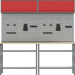 vidaXL Conjunto de banco de trabajo con estante 8 pcs y Gris Rojo Hot