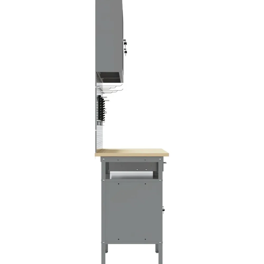 vidaXL Accesorios De Bricolaje-Conjunto de banco de trabajo con cajón 8 pcs y Gris