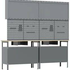 vidaXL Accesorios De Bricolaje-Conjunto de banco de trabajo con cajón 8 pcs y Gris