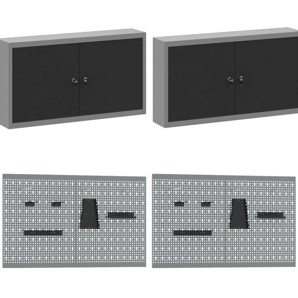 vidaXL Accesorios De Bricolaje-Conjunto de banco de trabajo con cajón 8 pcs y Gris